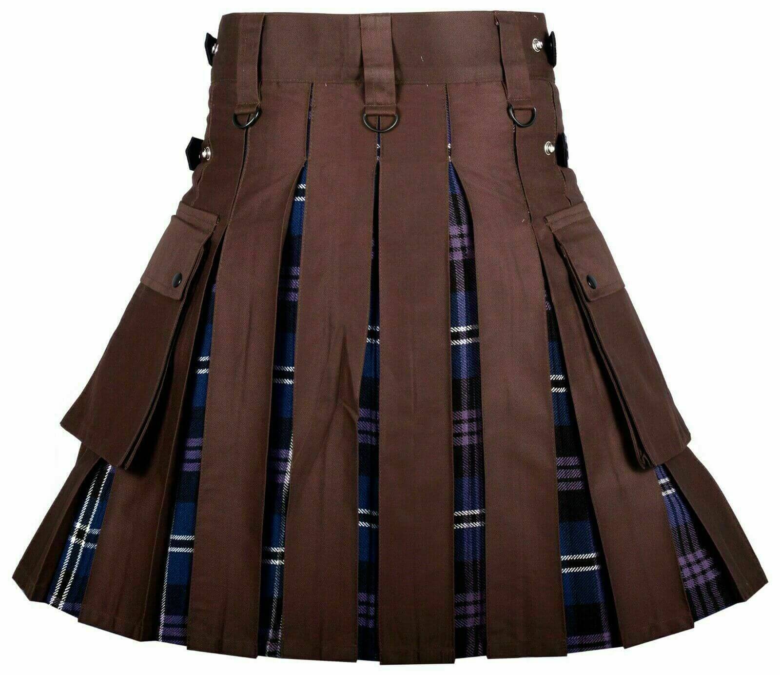 Men's High Quality Hybrid Kilt- Brown Cotton and Heritage of Scotland Tartan - Image 2