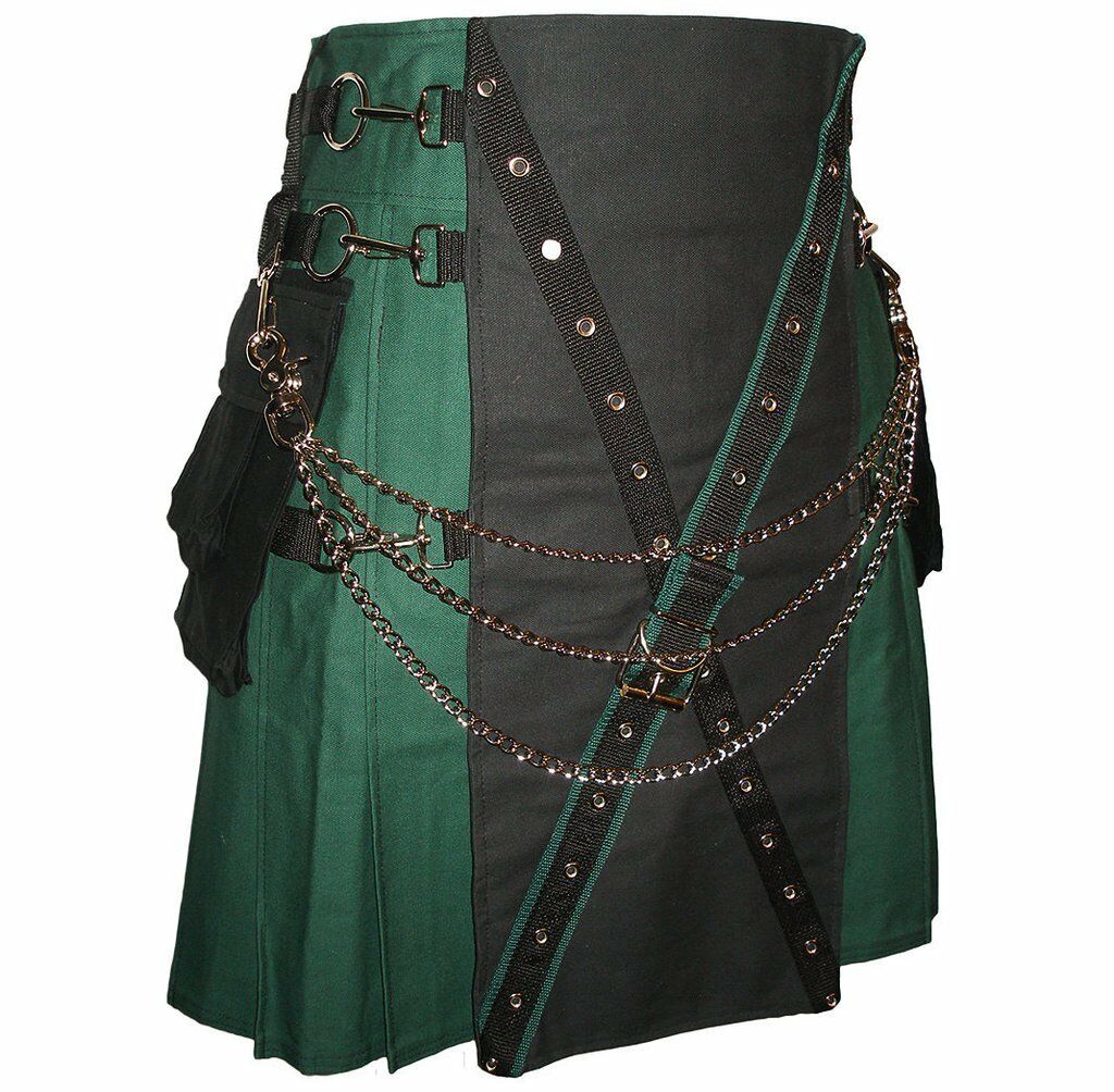 MENS-GREEN-AND-BLACK-CANVAS-CARGO-STYLISH-UTILITY-KILT.jpg