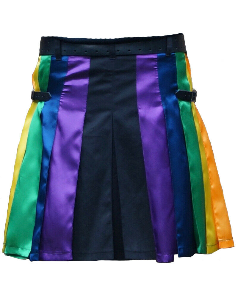 Scottish Fashion Utility Hybrid Kilts Gay For Men Black Color With Six Pleats - Image 2