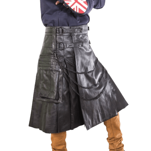 GOTHIC LEATHER KILT WITH CHAIN GOTHIC LEATHER KILT WITH CHAIN