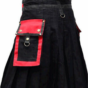 New Scottish Modern Utility Red & Black Plaid Kilt
