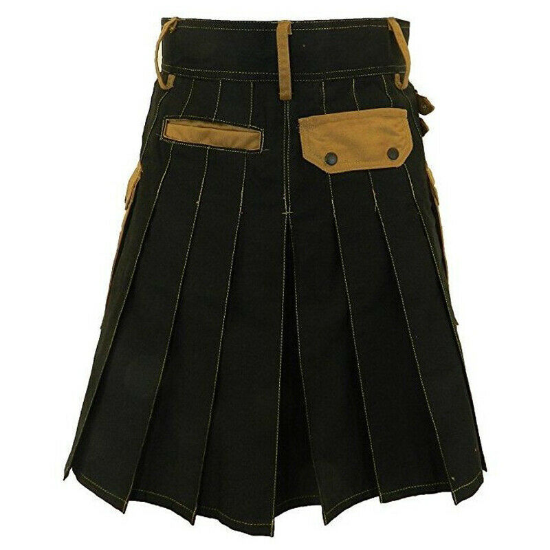 Mens Black Deluxe Scottish Kilt Fashion Utility Kilts Mens Black Deluxe Scottish Kilt Fashion Utility Kilts