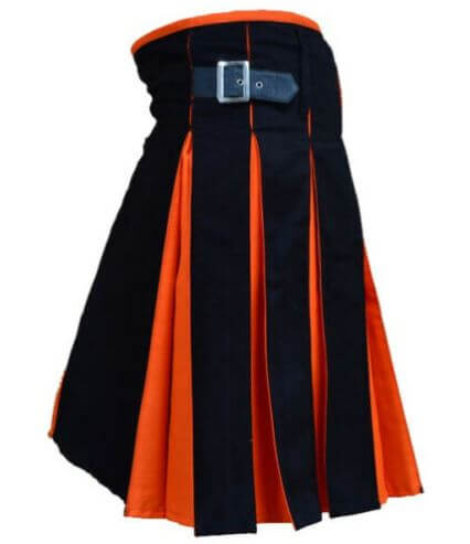 New Great Scottish Black And Orange Hybrid Kilt For Men New Great Scottish Black And Orange Hybrid Kilt For Men