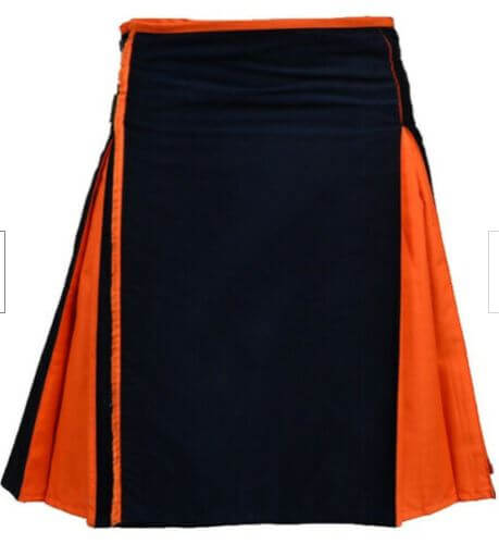New Great Scottish Black And Orange Hybrid Kilt For Men New Great Scottish Black And Orange Hybrid Kilt For Men