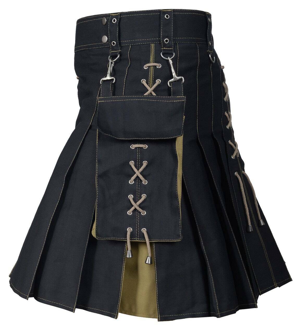 Kilts for Men, Utility Kilt, 100% Cotton Jeans Men's Kilt