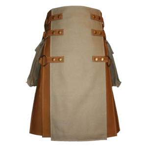 KHAKI CANVAS UTILITY KILT FOR MEN