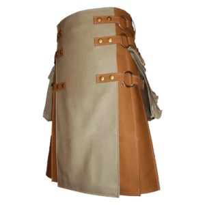 KHAKI CANVAS UTILITY KILT FOR MEN