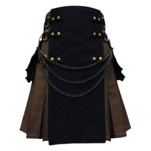 BLACK AND BROWN CANVAS CARGO HYBRID KILT