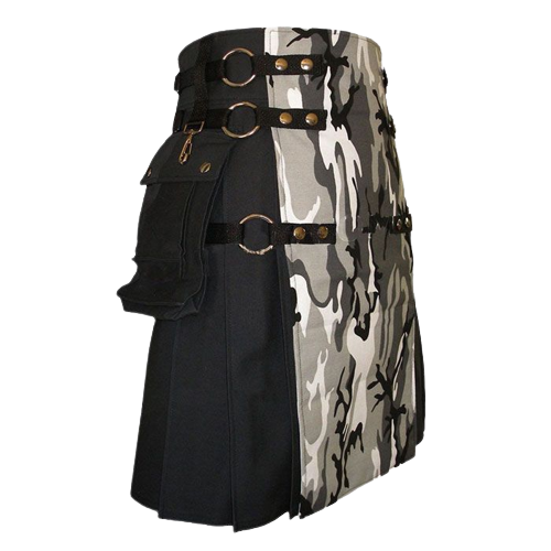 image-removebg-preview (20) BLACK CANVAS URBAN CAMOUFLAGE CARGO UTILITY KILT